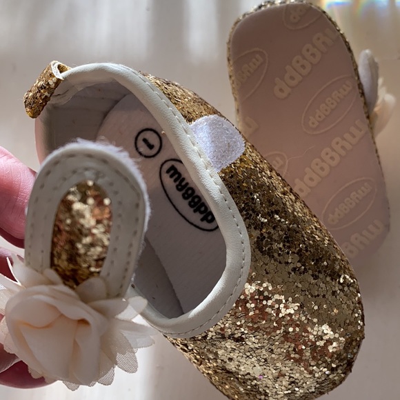 NWOT SPARKLE W FLORAL BABY BALLET SLIPPERS - FABULOUS!🪄⭐️🤩 - Picture 5 of 6